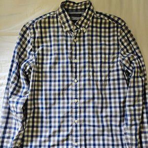Banana Republic Grant Fit Gingham Blue Grey Button Down Shirt Custom 078 Mens M